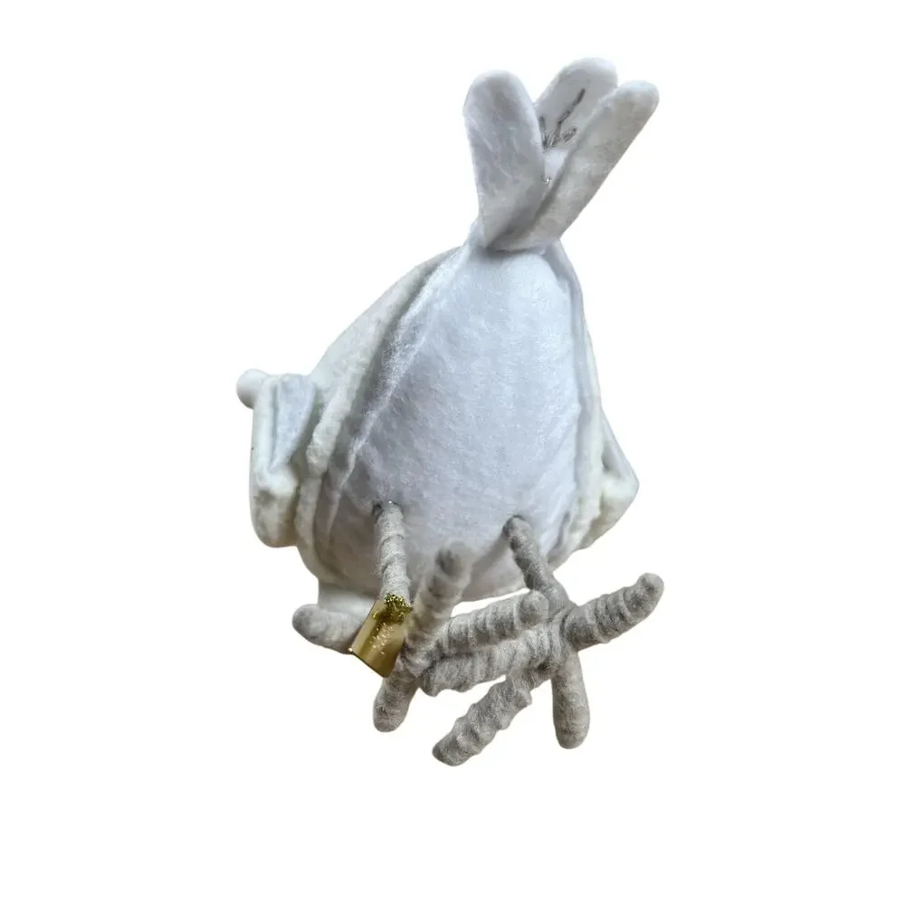 Brook White Felt Plush Bird Tabletop Decoration With Hat Scarf BROOK Tag